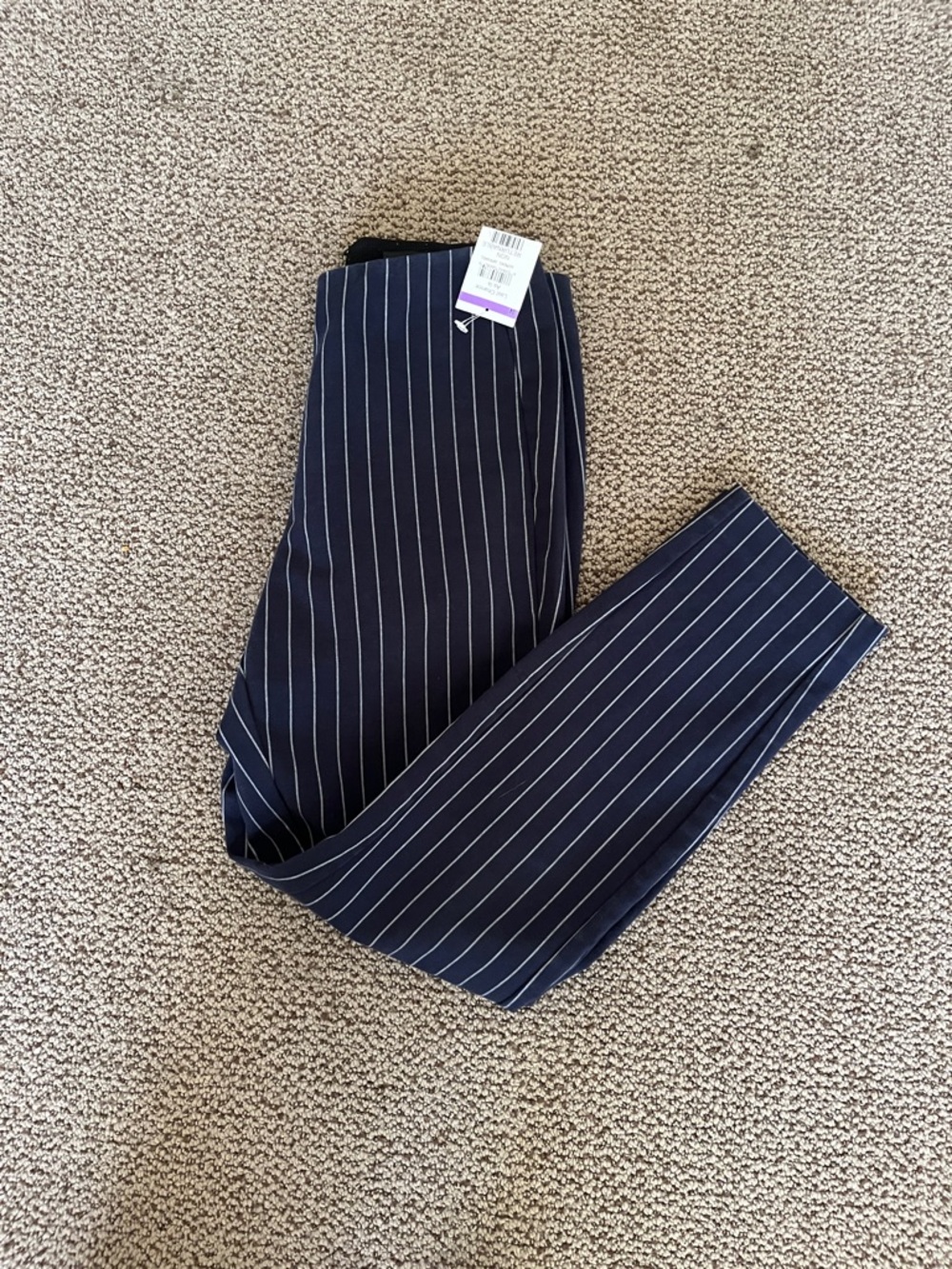 rag & bone Navy Pinstripe Trousers with White Stripes